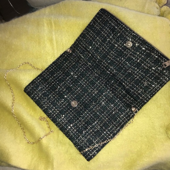 NWOT Leora Green & Gold Plaid Chain Purse - Picture 6 of 8